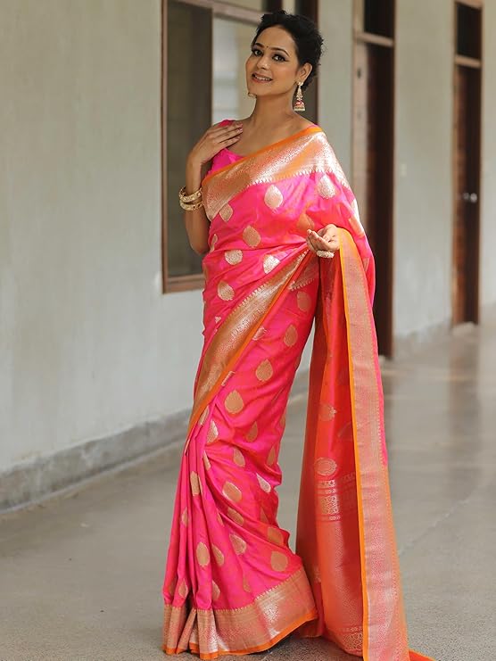 Sugathari Women's Banarasi Saree Pure Kanjivaram Silk Saree Soft new ladies 2025 Design Wear Pattu Sarees Latest Sadi Party Sari collections With Blouse Piece (San Pari-224) - Image 26
