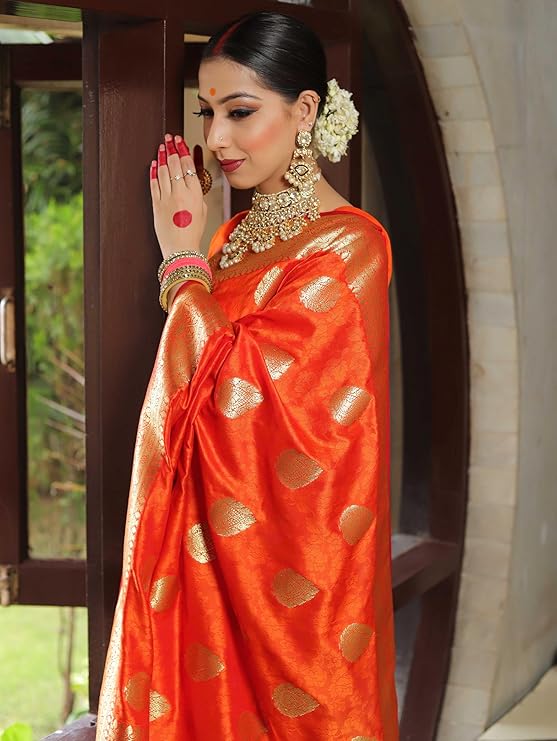 Sugathari Women's Banarasi Saree Pure Kanjivaram Silk Saree Soft new ladies 2025 Design Wear Pattu Sarees Latest Sadi Party Sari collections With Blouse Piece (San Pari-224) - Image 19