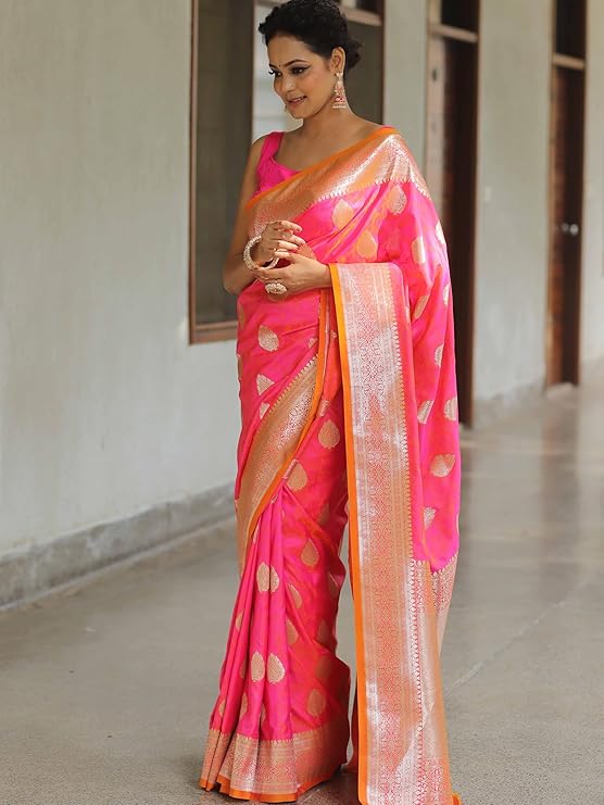 Sugathari Women's Banarasi Saree Pure Kanjivaram Silk Saree Soft new ladies 2025 Design Wear Pattu Sarees Latest Sadi Party Sari collections With Blouse Piece (San Pari-224) - Image 23