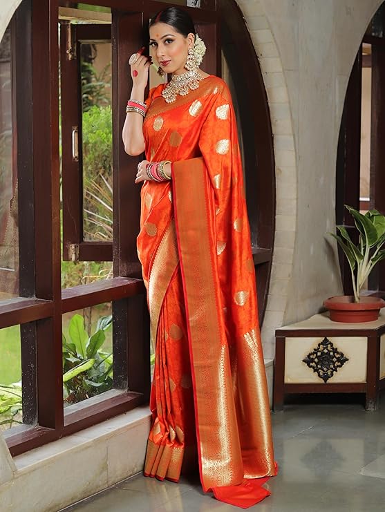 Sugathari Women's Banarasi Saree Pure Kanjivaram Silk Saree Soft new ladies 2025 Design Wear Pattu Sarees Latest Sadi Party Sari collections With Blouse Piece (San Pari-224) - Image 20