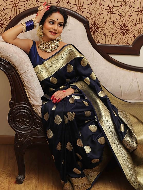 Sugathari Women's Banarasi Saree Pure Kanjivaram Silk Saree Soft new ladies 2025 Design Wear Pattu Sarees Latest Sadi Party Sari collections With Blouse Piece (San Pari-224) - Image 7